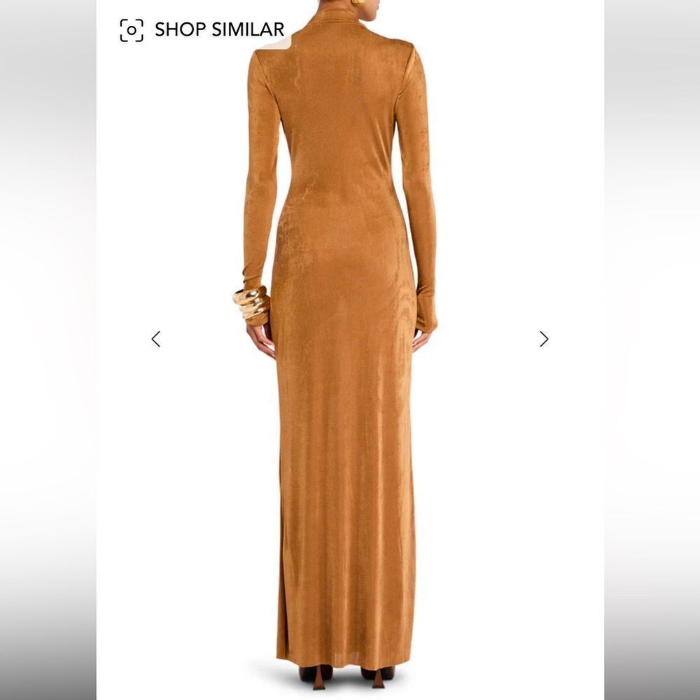 SER.O.YA Kim Brown Mock Neck Bodycon Dress maxi gown $258 NWT M - Picture 6 of 13